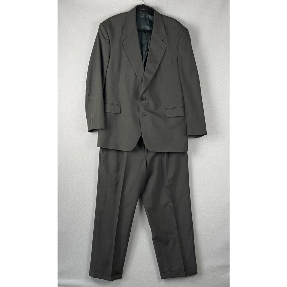 Kilburne and‎ Finch Mens 2 Piece Suit Blazer 43R Brown Gray Plaid Pants 34x28